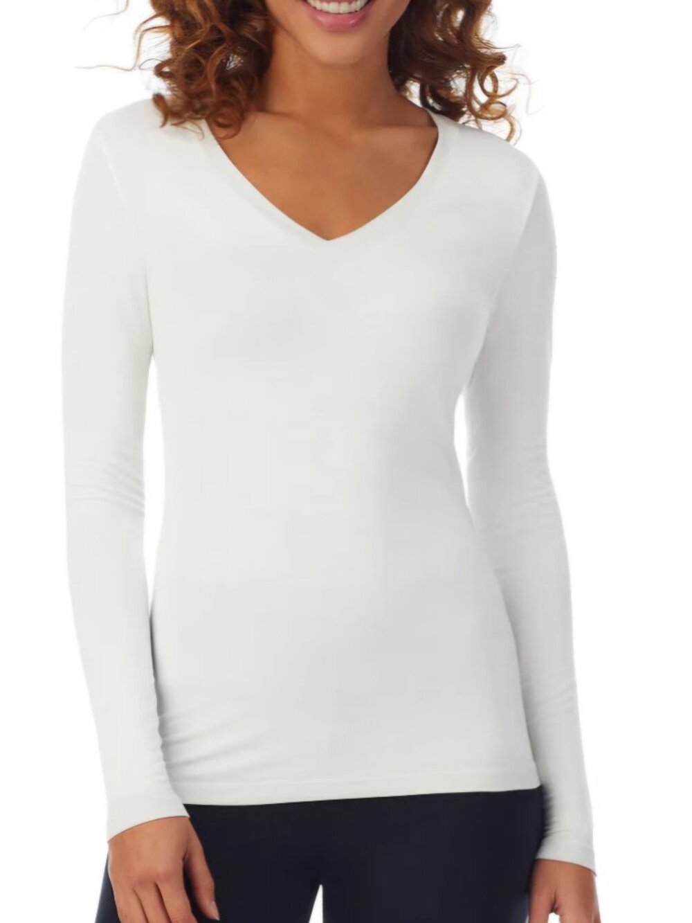 Like new Cuddl duds white v neck layer soft Versatile Closet Staple Layer top L